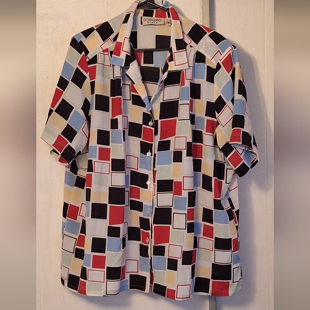 DonnKenny 2X Abstract Print Blouse Vintage Casual Business Casual Office EUC